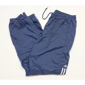 VTG Y2K adidas Men's Baggy Track Pants Ankle Zip Striped Blue Loose Fit Nylon XL